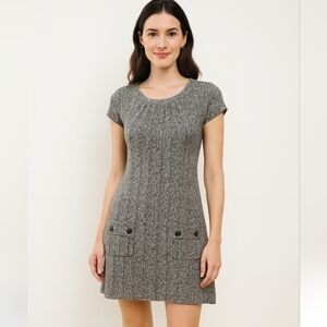 Style & Co Women's Gray Short Sleeve Crew Neck Knit Sweater Dress Size Small
